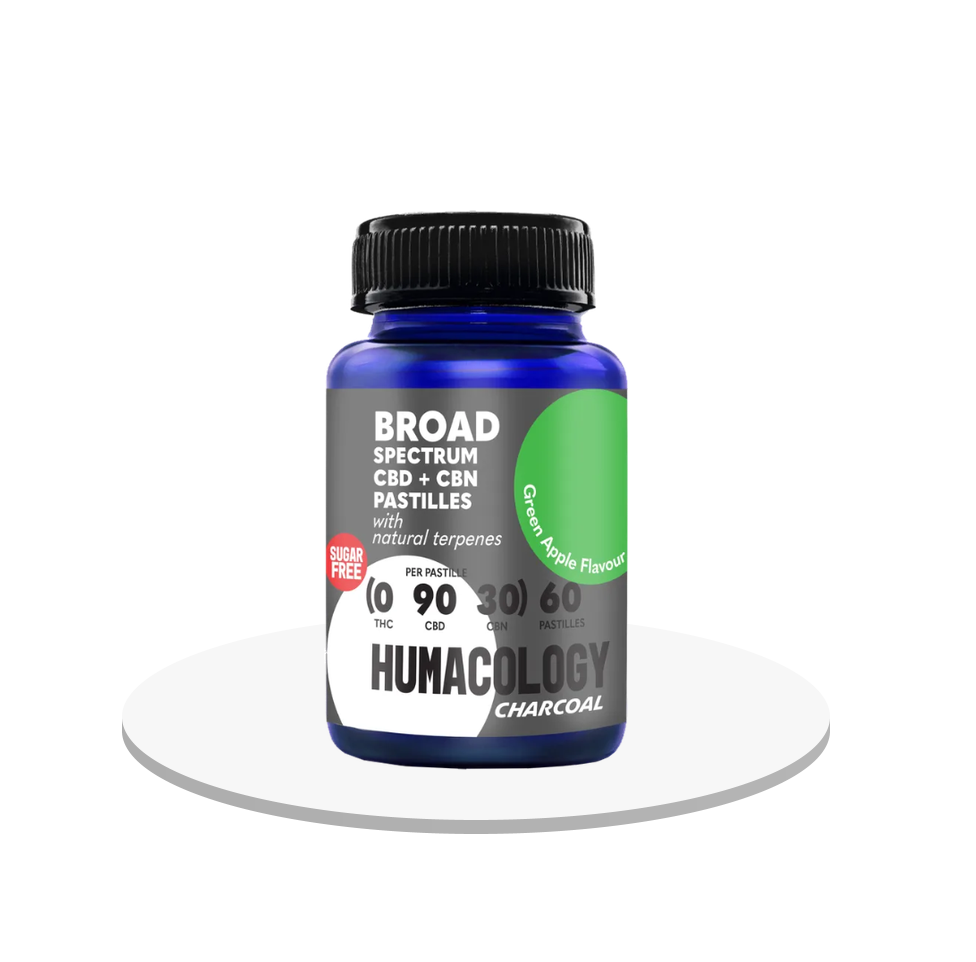 Humacology - CBD + CBN Broad Spectrum 'Charcoal' Pastilles - Edibles 0:90:30