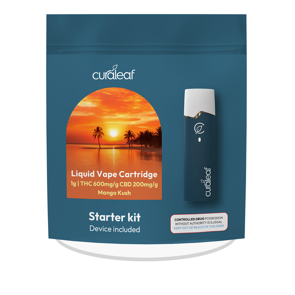 QMID Starter Kit - Mango Kush- Liquid Vape Cartridge + Device - 1g