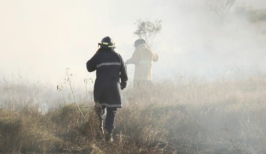 Firefighters battling a blaze 