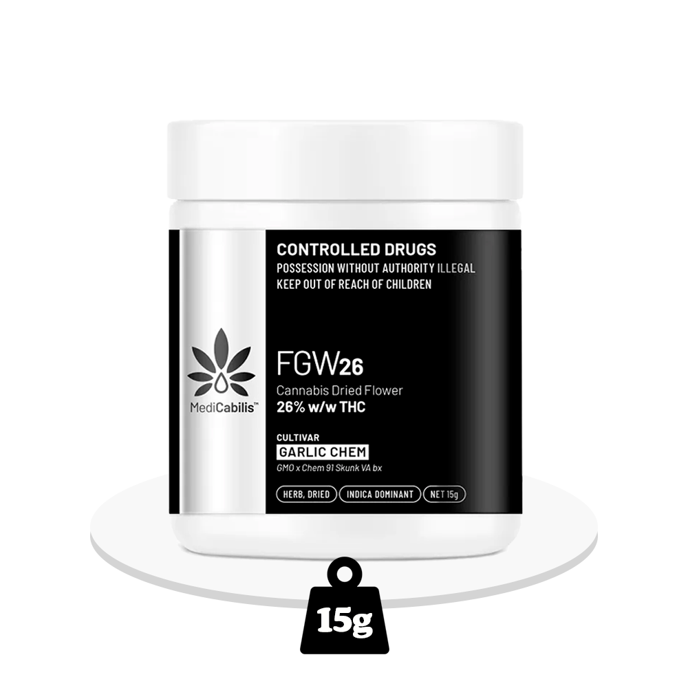 MediCabilis - FGW26 Garlic Chem - THC Flower 26% - 15g