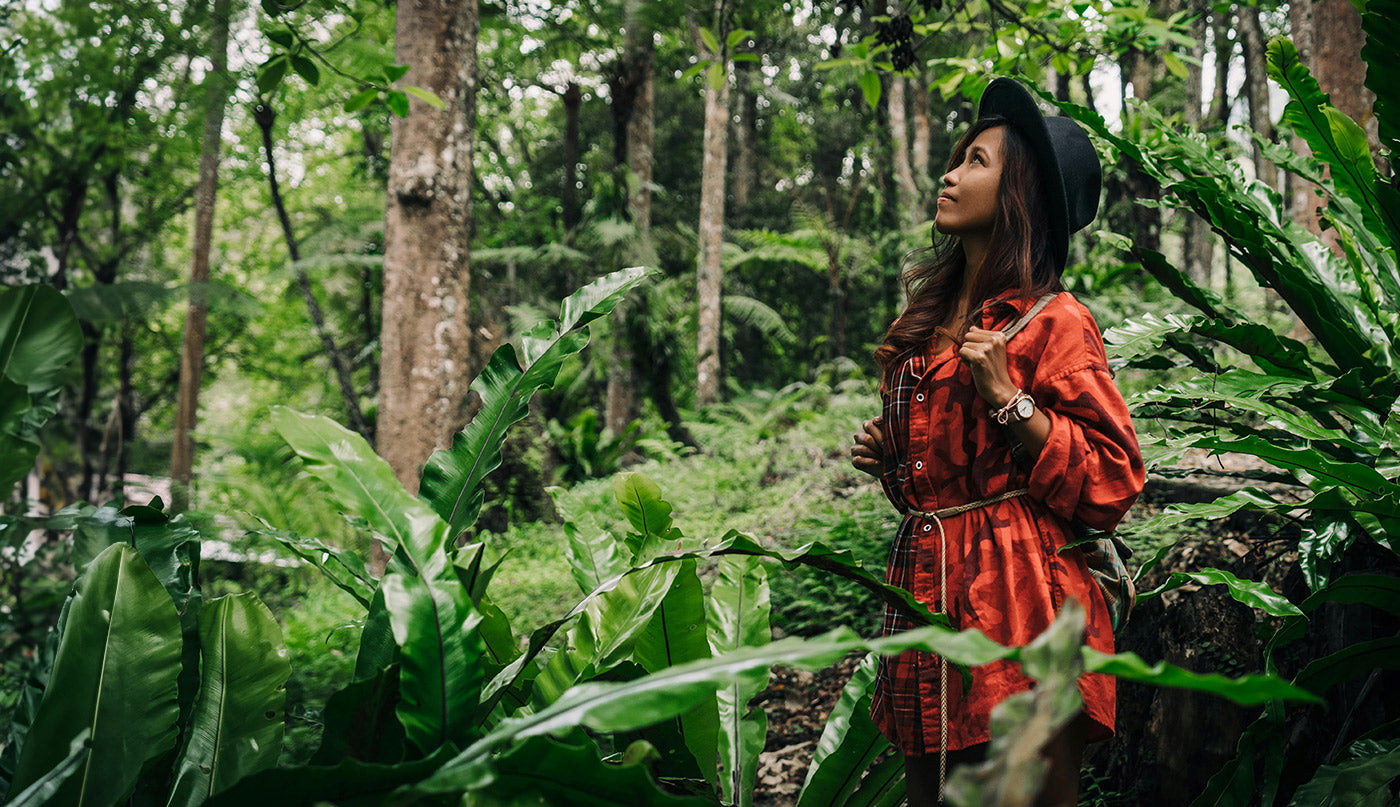 Lady hiking in the bush